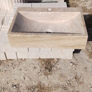 Hand-Carved Rectangular Stone Vessel Sink