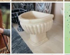 Hand-Carved Cream Marble Pedestal Sink