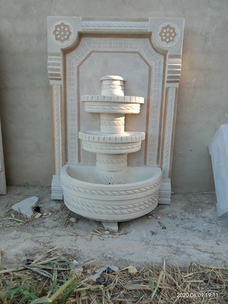Hand-Carved Moroccan Stone Wall Fountain