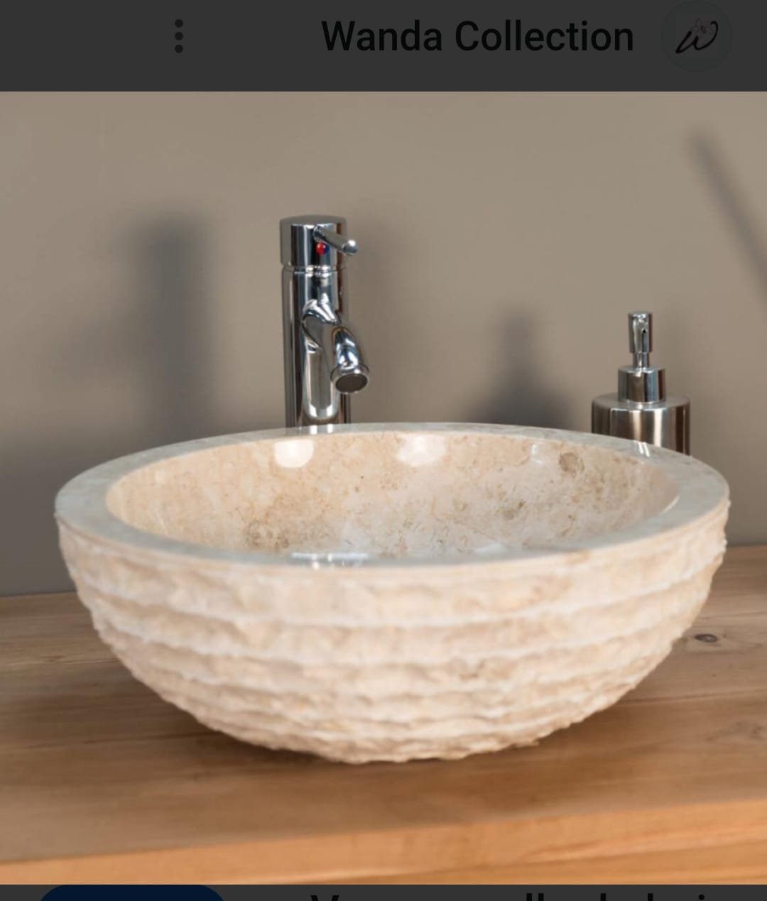 Hand-Carved Natural Stone Vessel Sink – Wanda Collection