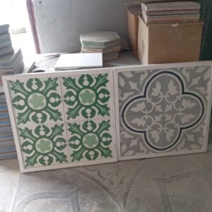 Moroccan Botanical & Quatrefoil Cement Tile Duo