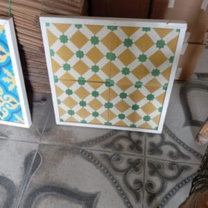 Moroccan Star Lattice Cement Tile – Mustard, Sage & White