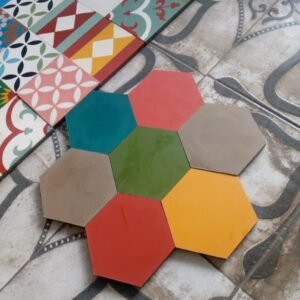 Moroccan Solid Hexagon Cement Tile Collection – Multicolor Palette