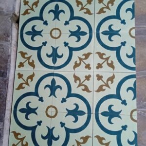 Moroccan Quatrefoil Cement Tile – Sage, Teal & Antique Gold